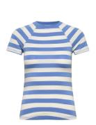 Striped Print T-Shirt Blue Mango