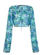 Chiffon Cropped Blouse Blue ROTATE Birger Christensen