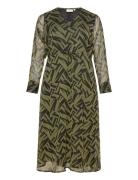Cardelphine Life L/S Calf Dress Aop Green ONLY Carmakoma
