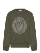 Sweat With Big Owl Print - Gots/Veg Green Knowledge Cotton Apparel