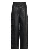 Letho Leather Cargo Trousers Black Second Female