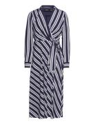 Striped Tie-Front Crepe Midi Dress Patterned Lauren Ralph Lauren