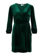 Vikatja L/S Short Velvet Wrap Dress/Ka Green Vila