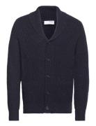 Slhland Ls Knit Shawl Neck Navy Selected Homme