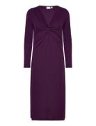 Vinayo Knot L/S Mid Calf Dress Purple Vila