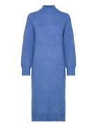 Slfrena Ls High Neck Knit Dress Camp Blue Selected Femme