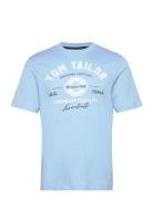 T-Shirt With Logo Print Blue Tom Tailor