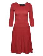Jersey Three-Quarter-Sleeve Dress Red Lauren Ralph Lauren