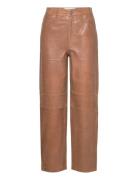 Slfsana-Bynne Hw Straight Leather Pant Brown Selected Femme