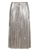 Metallic Pleated Skirt Silver Mango