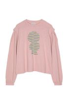Striped Mold Puff Sleeve T-Shirt Pink Bobo Choses