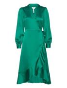 Objsateen Wrap Dress A Fair Green Object