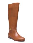 Bridgette Burnished Leather Tall Boot Brown Lauren Ralph Lauren