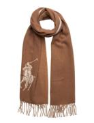 Big Pony Fringe Wool-Blend Scarf Brown Polo Ralph Lauren