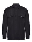 Flannel Heavy Malte Stripe Shirt Navy Mads Nørgaard