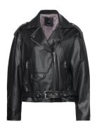 Leather-Effect Biker Jacket Black Mango