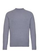 Knitted Sweater With Ribbed Details Blue Mango