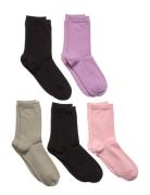 Socks 5P Bg Plain Fashion Col Pink Lindex