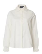 Kristin Lyocell/Cotton Blend Ruffle Blouse White Lexington Clothing
