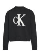 Fluffy Monogram Sweater Black Calvin Klein