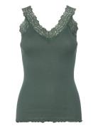 Organic Top W/ Lace Khaki Rosemunde