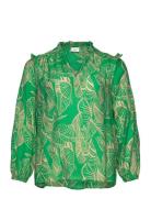 Carbetsey L/S Frill Top Aop Green ONLY Carmakoma