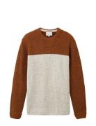 Nep Structured Crewneck Knit Brown Tom Tailor