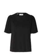 Slfpenelope 2/4 Ruffle Tee Noos Black Selected Femme