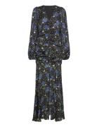 Satin Maxi V-Neck Dress Black ROTATE Birger Christensen