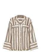Striped Pyjama Shirt Beige House Of Dagmar