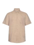 Cotton/Linen Shirt S/S Beige Lindbergh