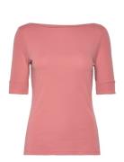 Stretch Cotton Boatneck Tee Pink Lauren Ralph Lauren