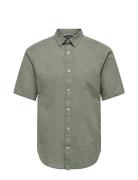 Onscaiden Ss Solid Linen Shirt Noos Green ONLY & SONS