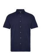 Ss Seersucker Check Shirt Navy French Connection