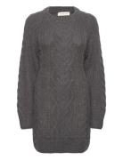 Eloise Cable Knitted Mohair Blend Mini Dress Grey Malina