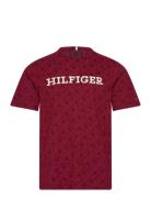 Aop Monogram Tee Burgundy Tommy Hilfiger