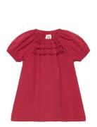 Poplin Frill S/S Dress Baby Red Müsli By Green Cotton