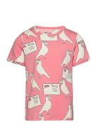 Pigeons Tencel Aop Ss Tee Pink Mini Rodini