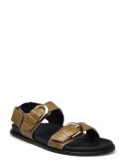 Le Alli Green Leather Sandals Green ALOHAS
