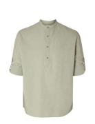 Slhregnew-Linen Shirt Tunic Ls Band Green Selected Homme