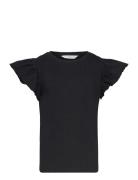 Short-Sleeved Ruffle T-Shirt Black Mango