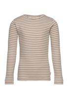 T-Shirt L/S Modal Striped Beige Petit Piao