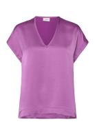 D6Luiza Satin V-Neck Top Purple Dante6