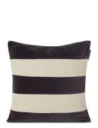 Block Striped Organic Cotton Velvet Pillow Cover Grey Lexington Home