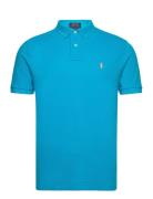 Custom Slim Fit Mesh Polo Shirt Blue Polo Ralph Lauren