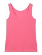 T-Shirt Top Wide Crew Neck Pink Tom Tailor