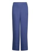 Linen Trousers With Buttons Blue Mango