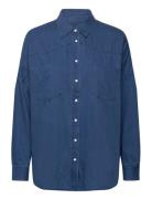Zaves Chambray Denim Shirt Blue French Connection