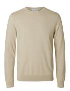 Slhberg Crew Neck Noos Beige Selected Homme