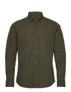 Kristian Stripe Poplin Shirt Green Les Deux